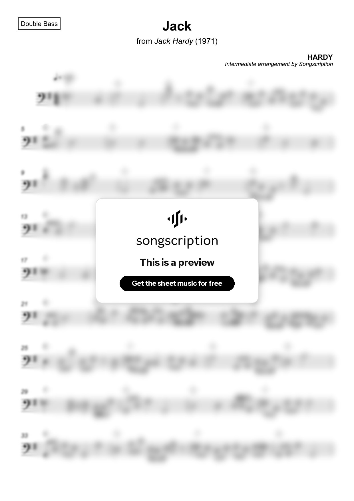 Intermediate Double Bass Sheet Music for "Jack" by HARDY