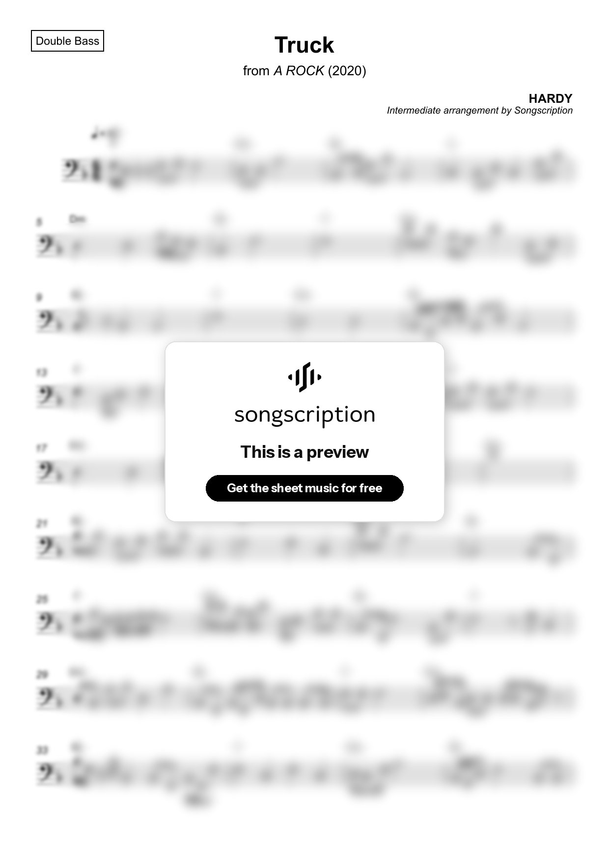 Intermediate Double Bass Sheet Music for "Truck" by HARDY