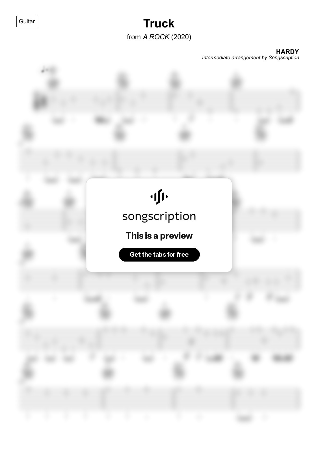 Intermediate Acoustic Guitar Tabs for "Truck" by HARDY