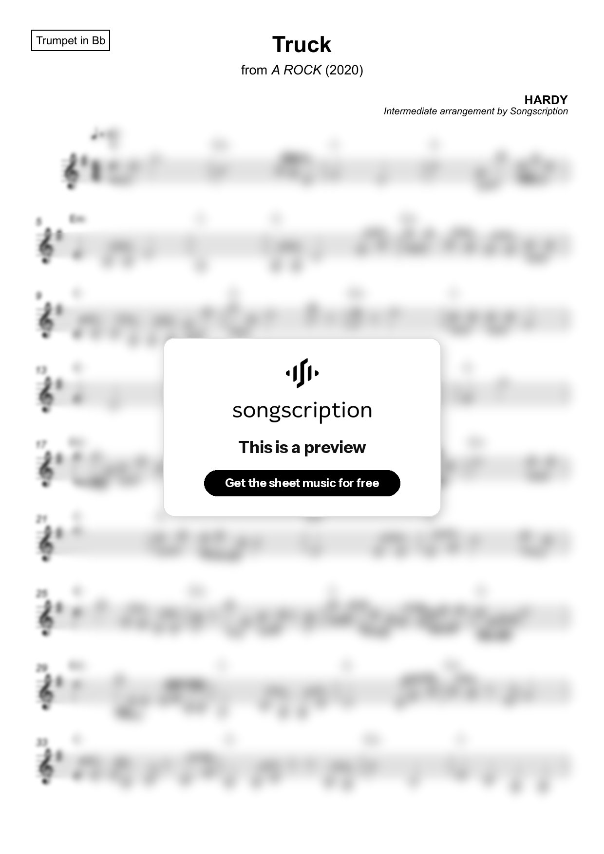 Intermediate Trumpet Sheet Music for "Truck" by HARDY