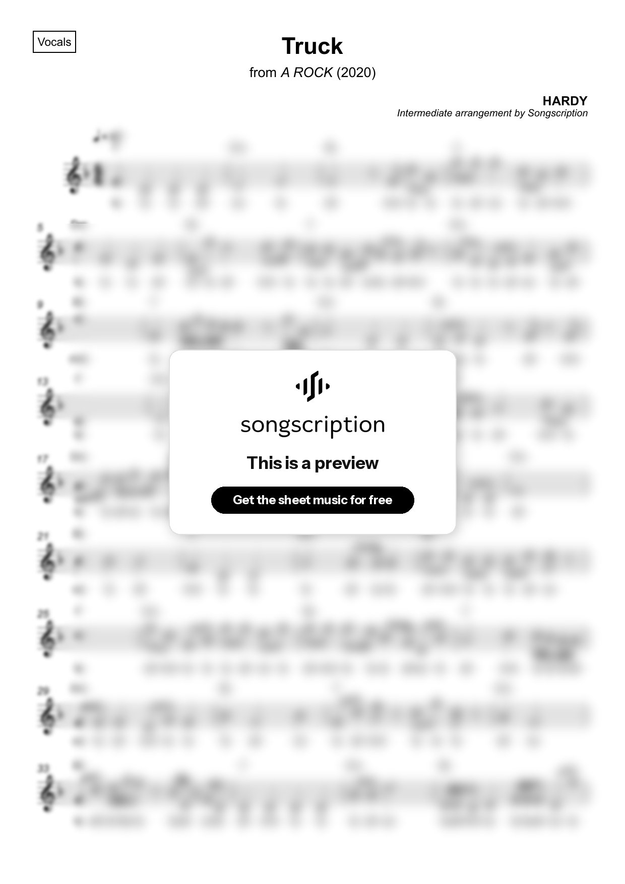 Intermediate Vocals Sheet Music for "Truck" by HARDY