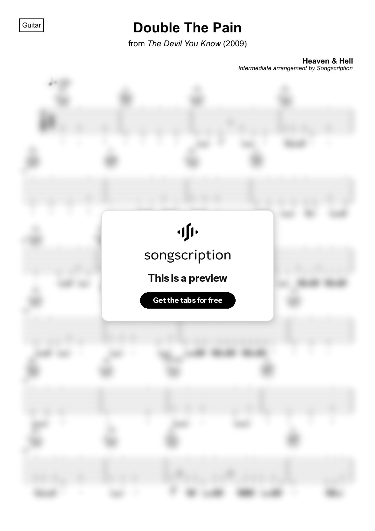 Intermediate Acoustic Guitar Tabs for "Double The Pain" by Heaven & Hell