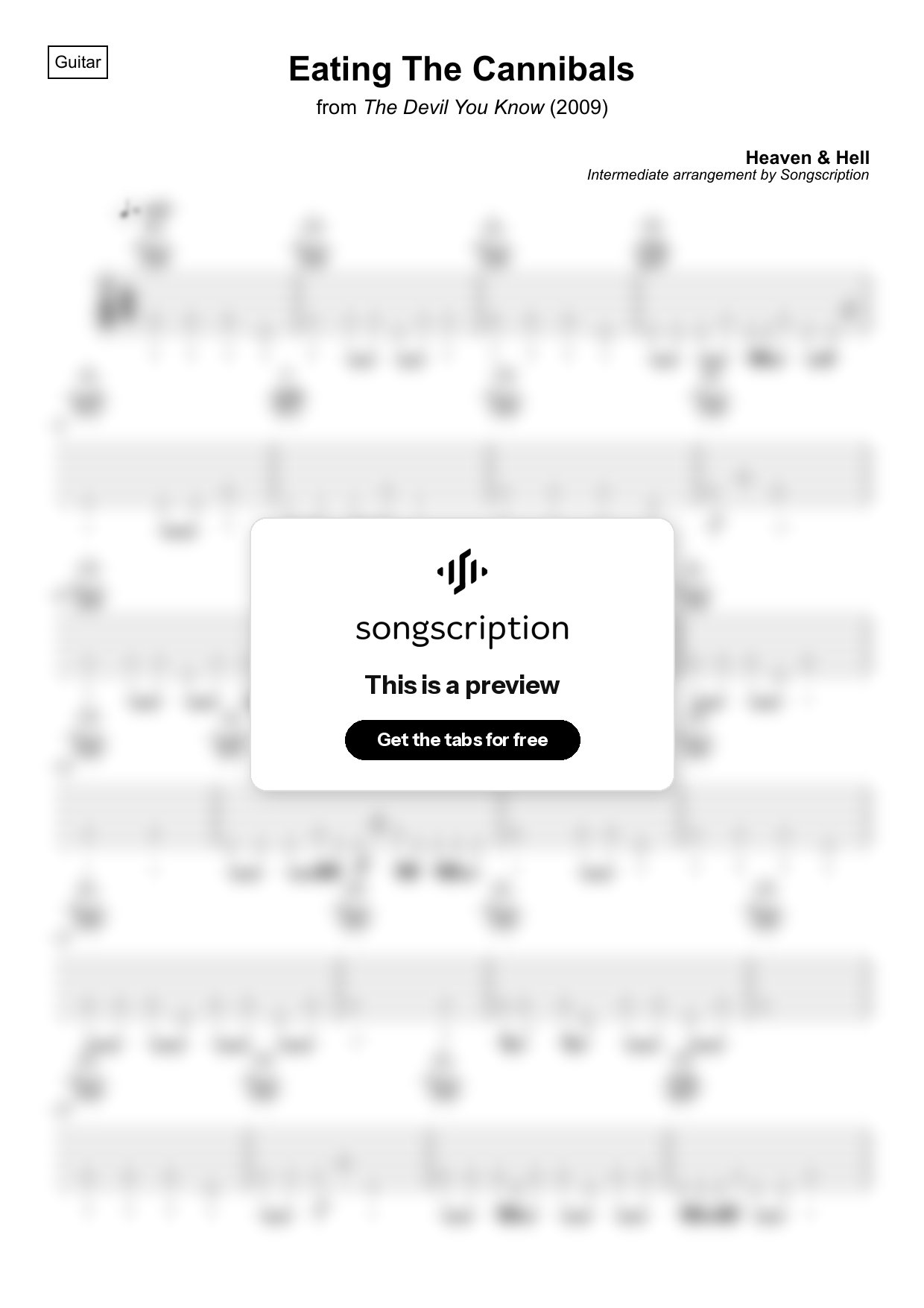 Intermediate Acoustic Guitar Tabs for "Eating The Cannibals" by Heaven & Hell