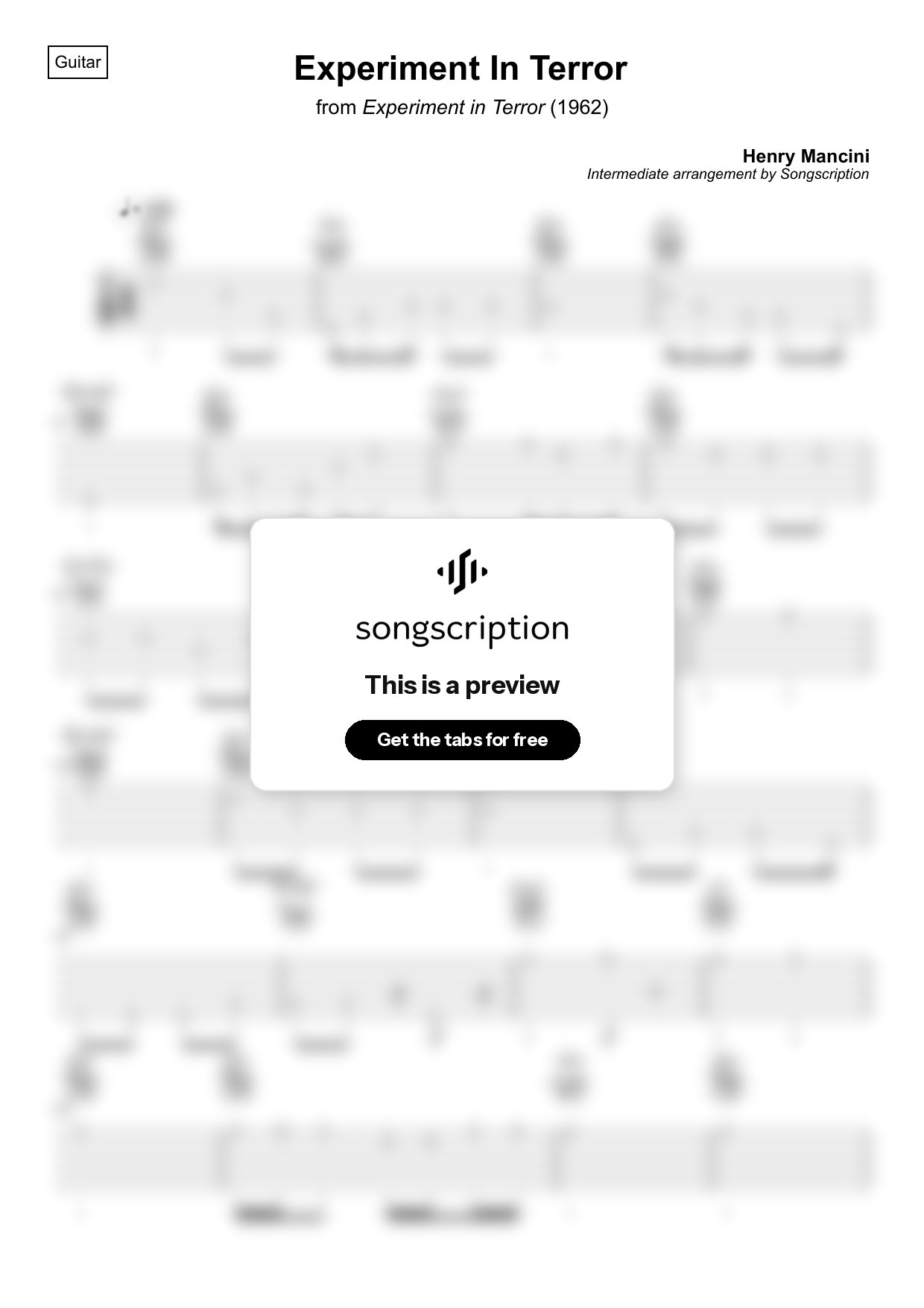 Intermediate Acoustic Guitar Tabs for "Experiment In Terror" by Henry Mancini