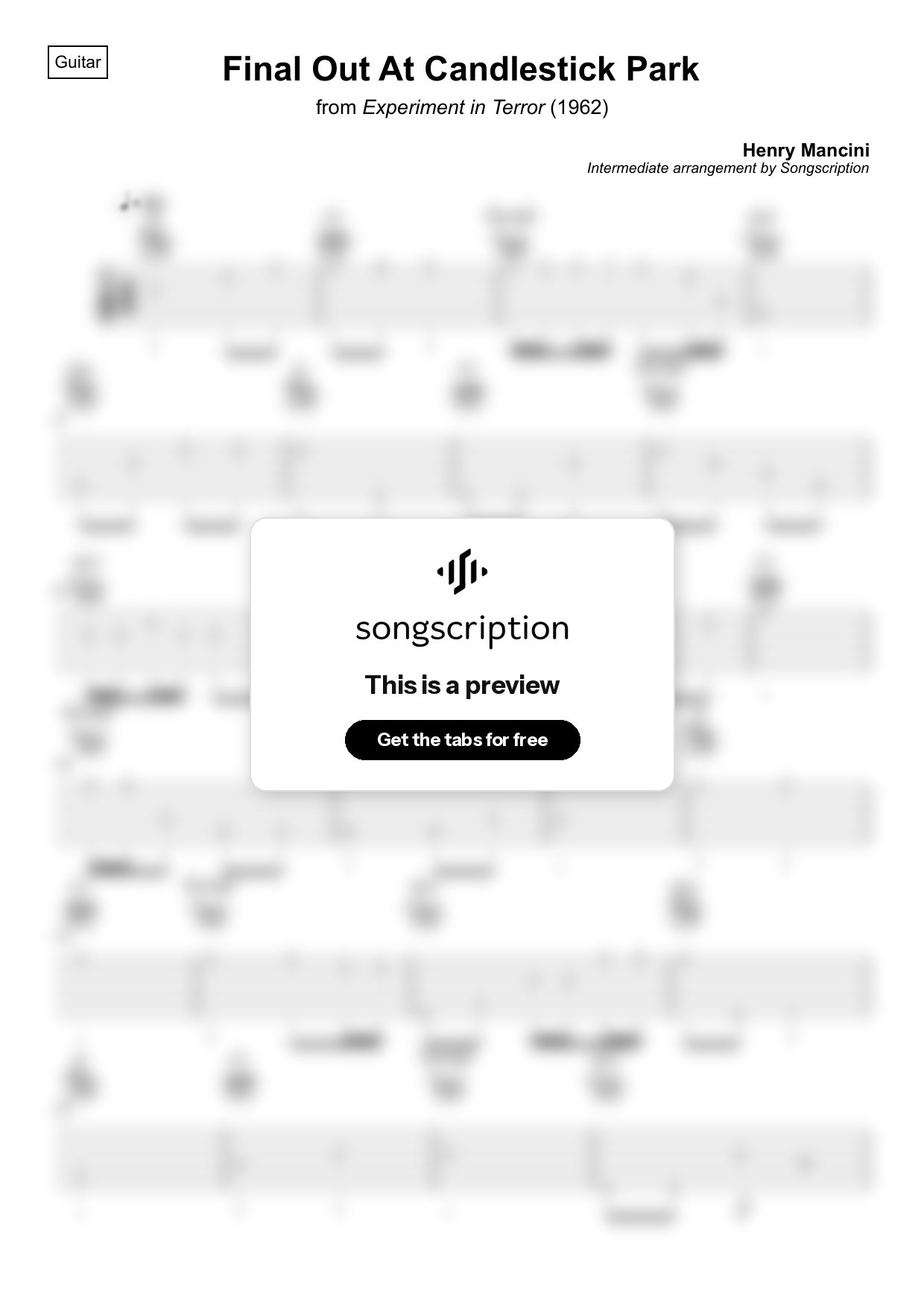 Intermediate Acoustic Guitar Tabs for "Final Out At Candlestick Park" by Henry Mancini
