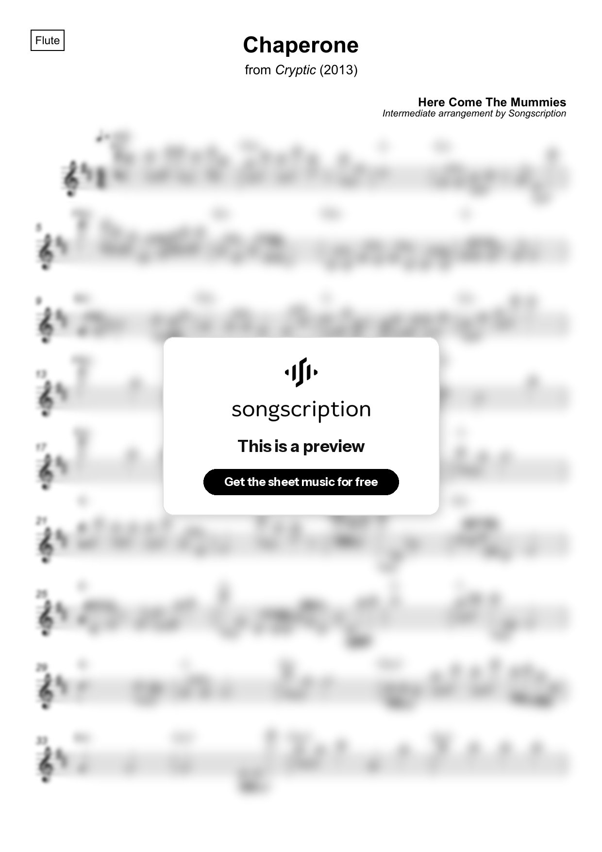 Intermediate Flute Sheet Music for "Chaperone" by Here Come The Mummies