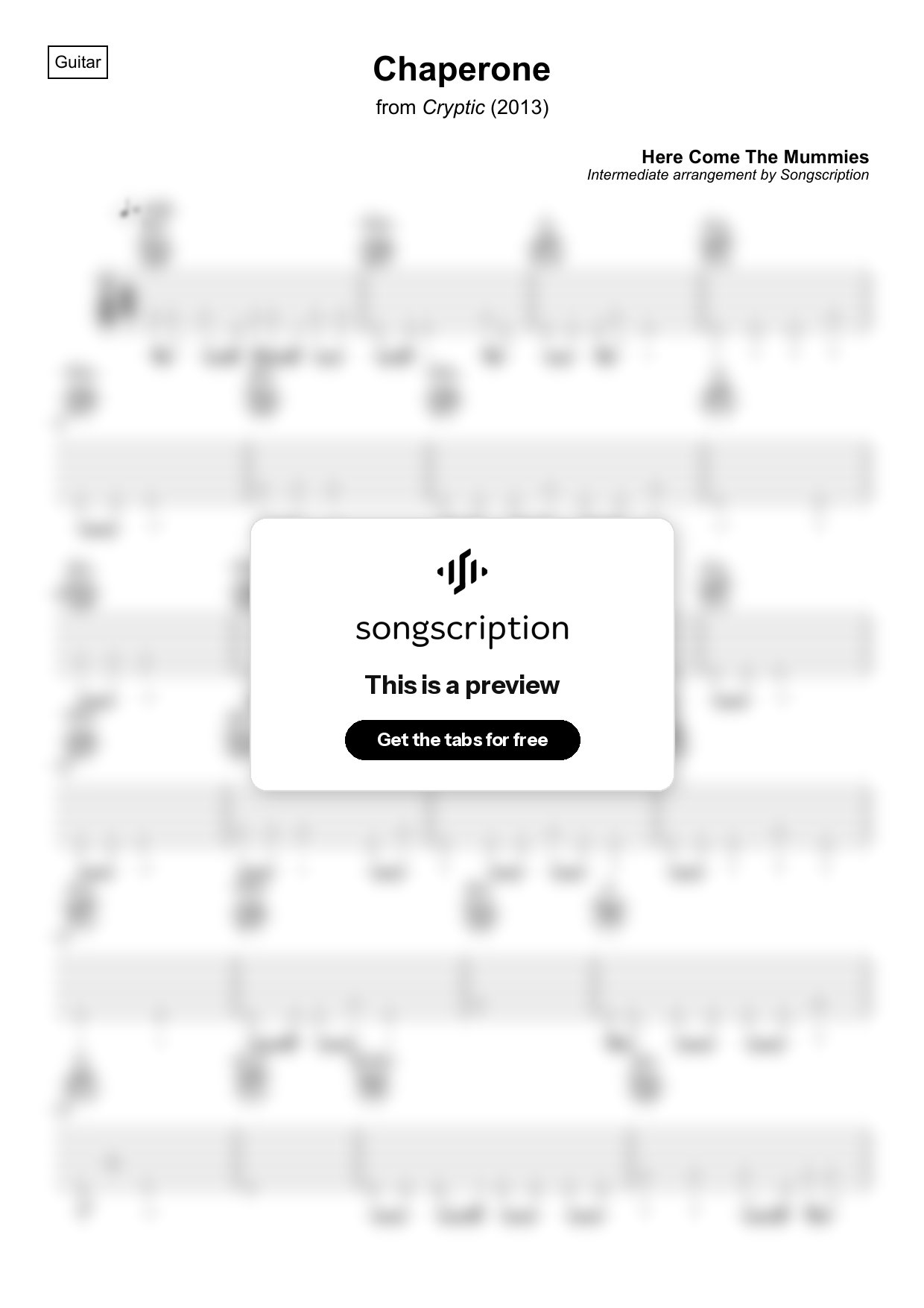 Intermediate Acoustic Guitar Tabs for "Chaperone" by Here Come The Mummies