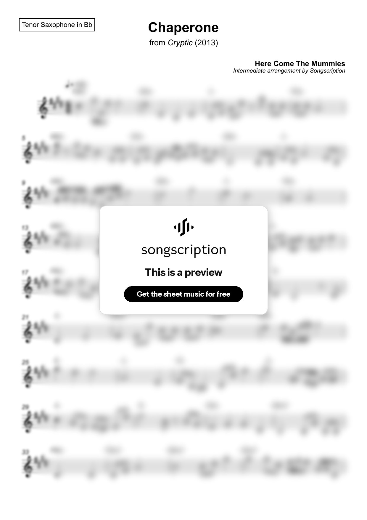 Intermediate Tenor Sax Sheet Music for "Chaperone" by Here Come The Mummies