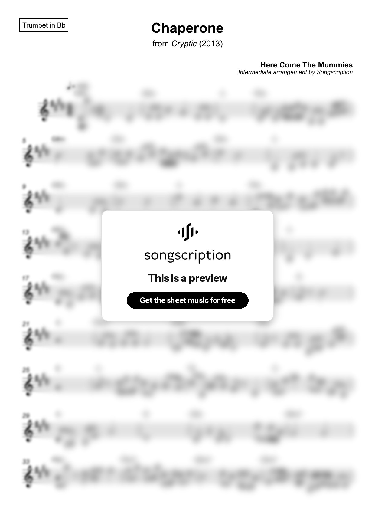 Intermediate Trumpet Sheet Music for "Chaperone" by Here Come The Mummies