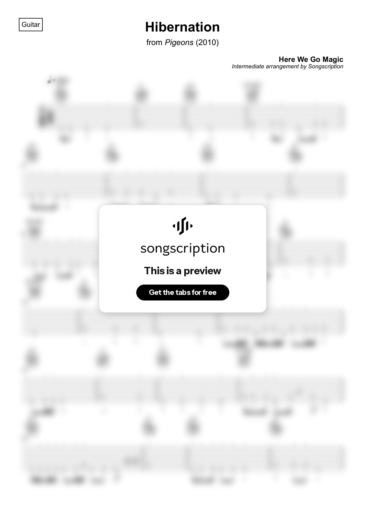 Intermediate Acoustic Guitar Tabs for "Hibernation" by Here We Go Magic
