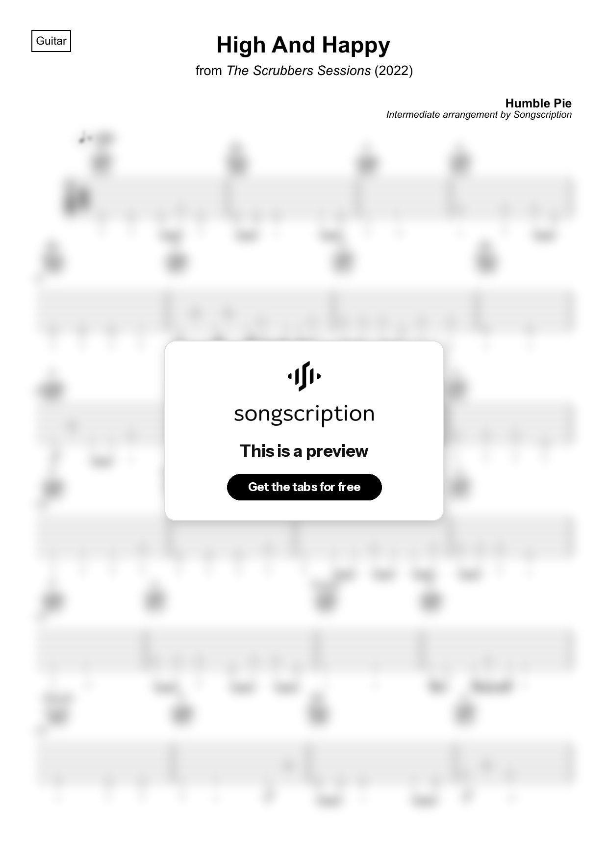 Intermediate Acoustic Guitar Tabs for "High And Happy" by Humble Pie