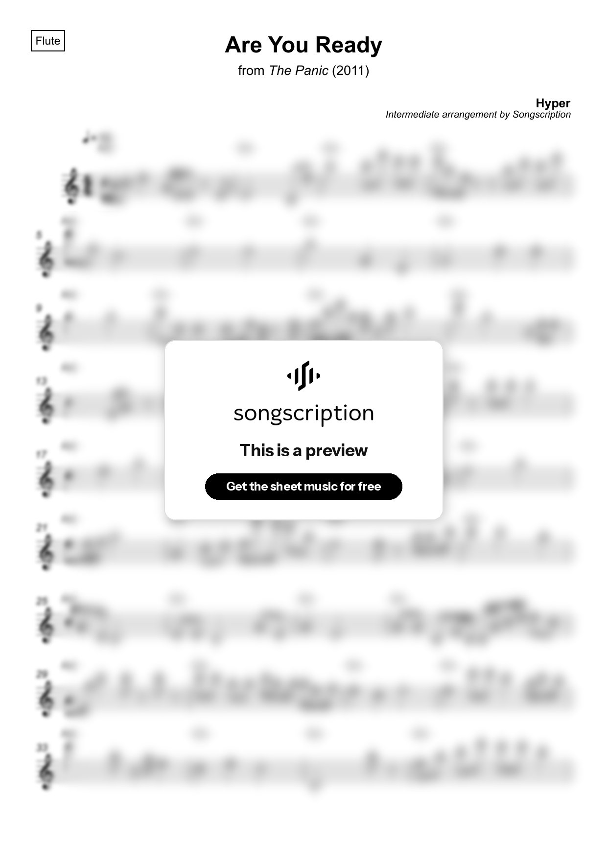 Intermediate Flute Sheet Music for "Are You Ready" by Hyper