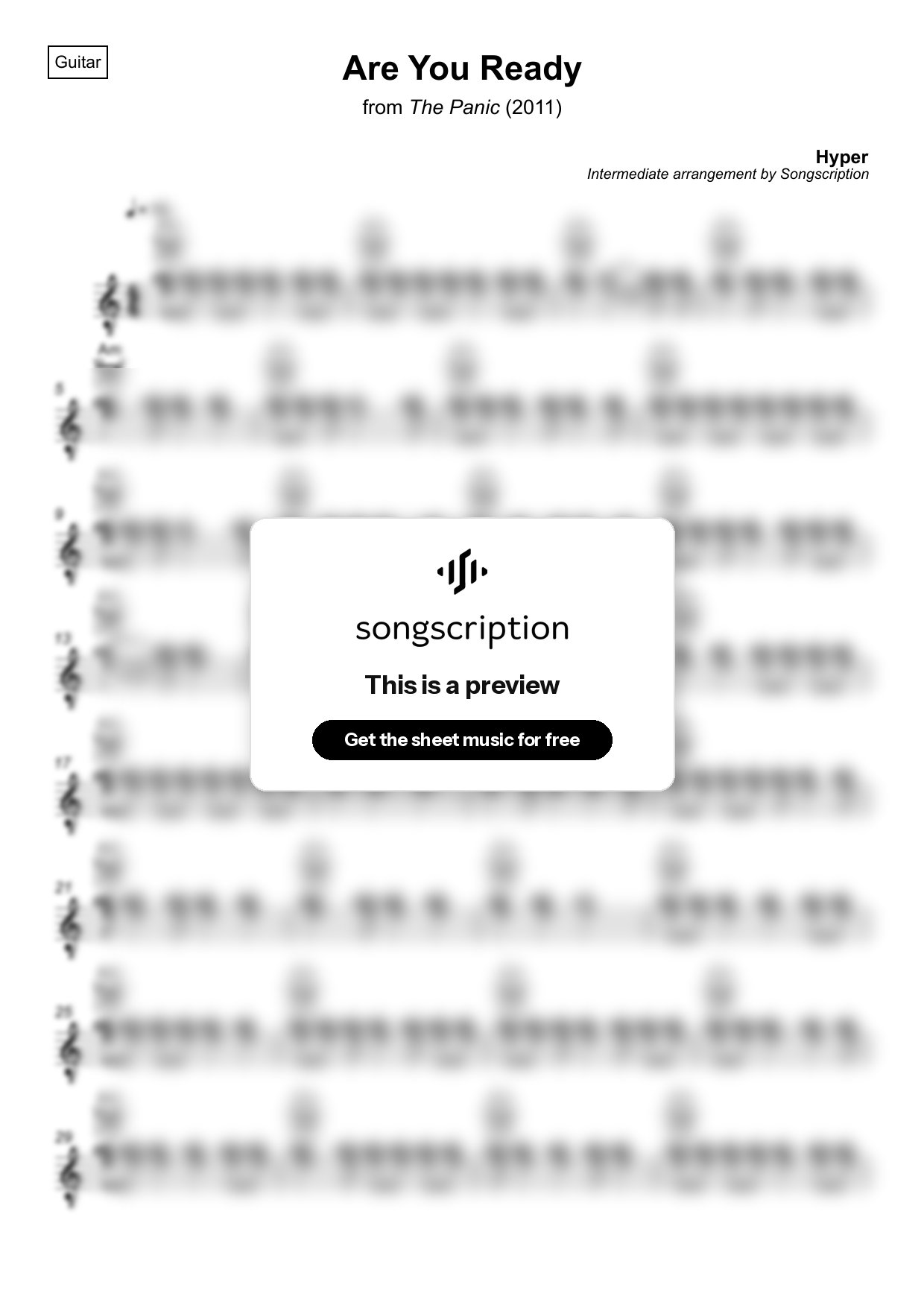 Intermediate Acoustic Guitar Sheet Music for "Are You Ready" by Hyper