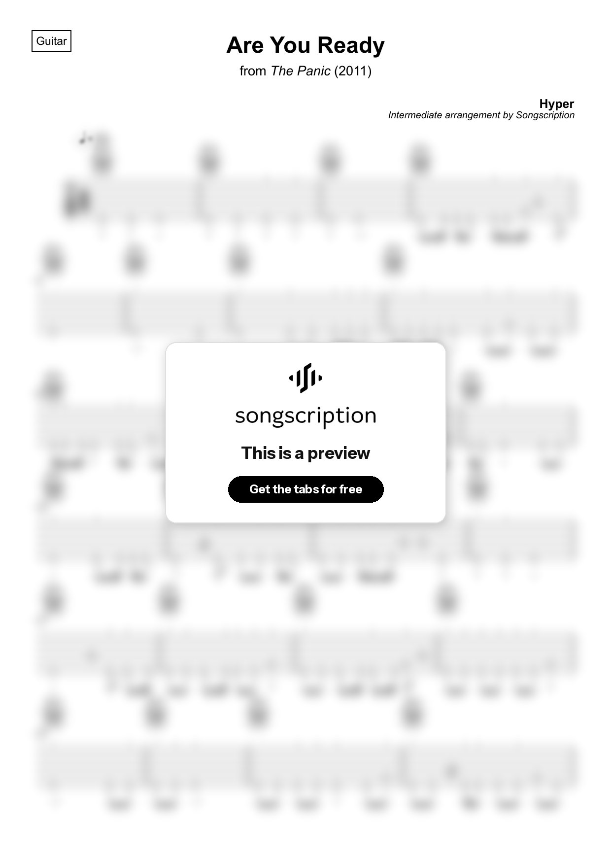 Intermediate Acoustic Guitar Tabs for "Are You Ready" by Hyper