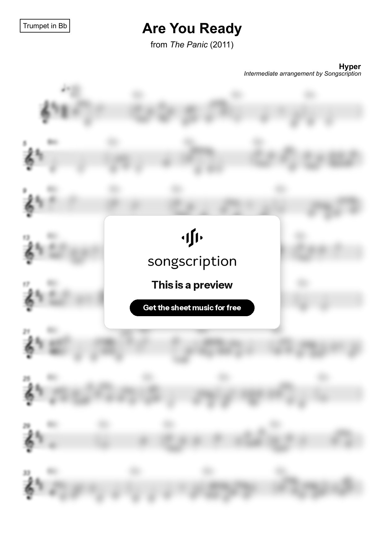 Intermediate Trumpet Sheet Music for "Are You Ready" by Hyper