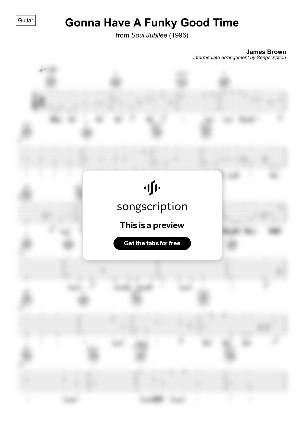 Intermediate Acoustic Guitar Tabs for "Gonna Have A Funky Good Time" by James Brown