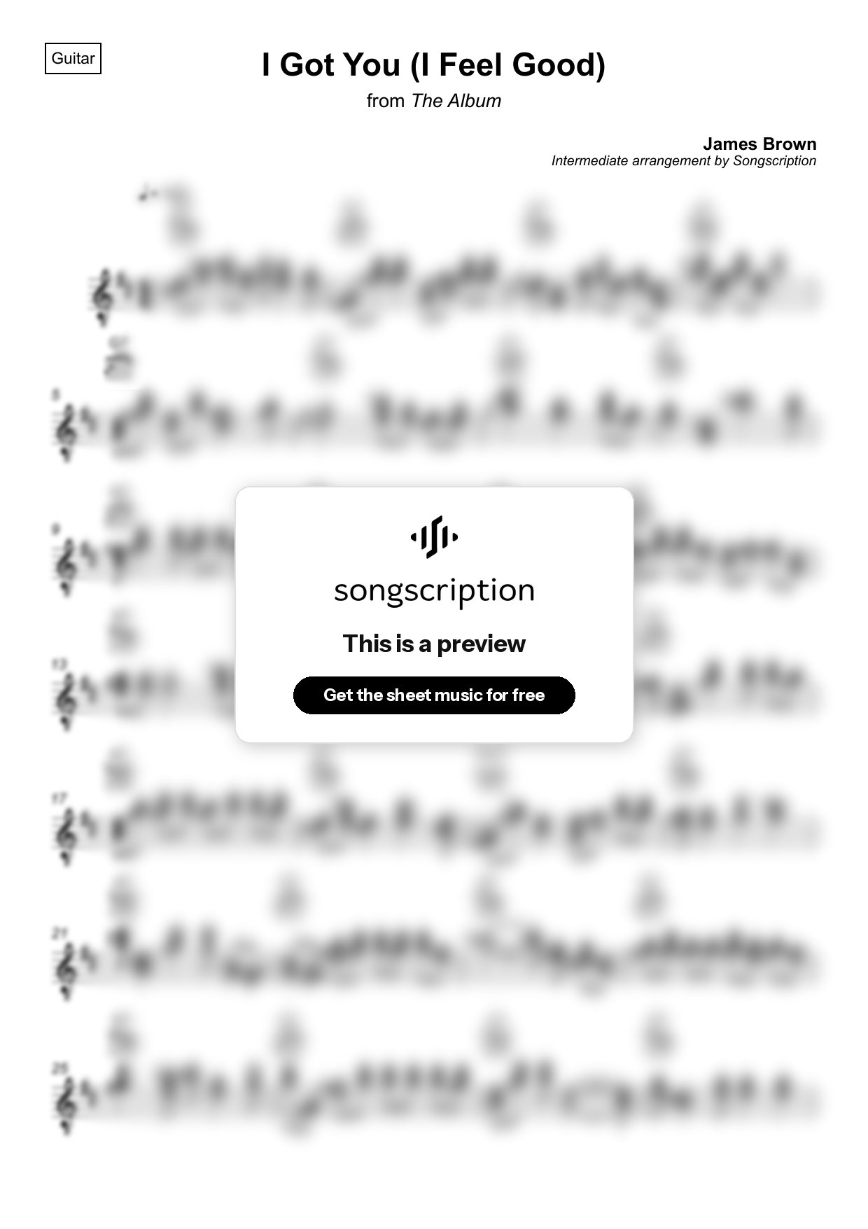 Intermediate Acoustic Guitar Sheet Music for "I Got You (I Feel Good)" by James Brown