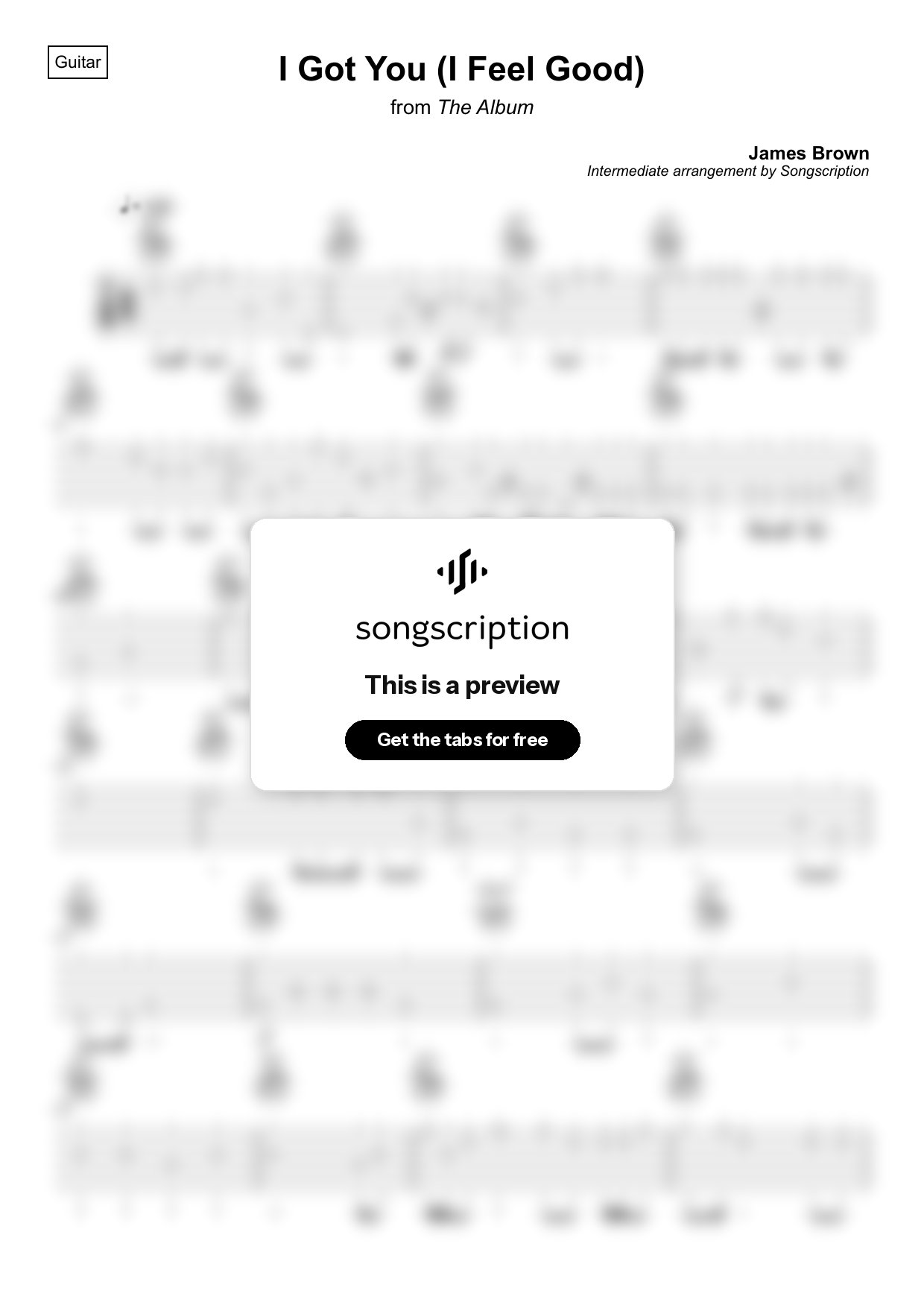 Intermediate Acoustic Guitar Tabs for "I Got You (I Feel Good)" by James Brown