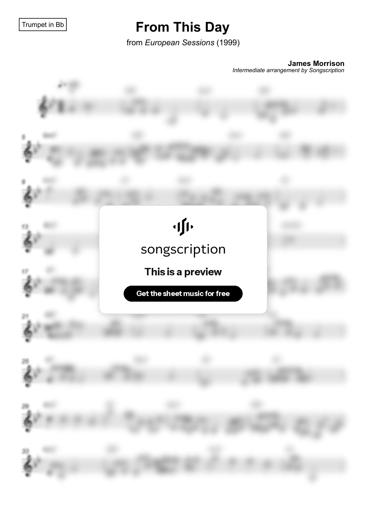 Intermediate Trumpet Sheet Music for "From This Day" by James Morrison