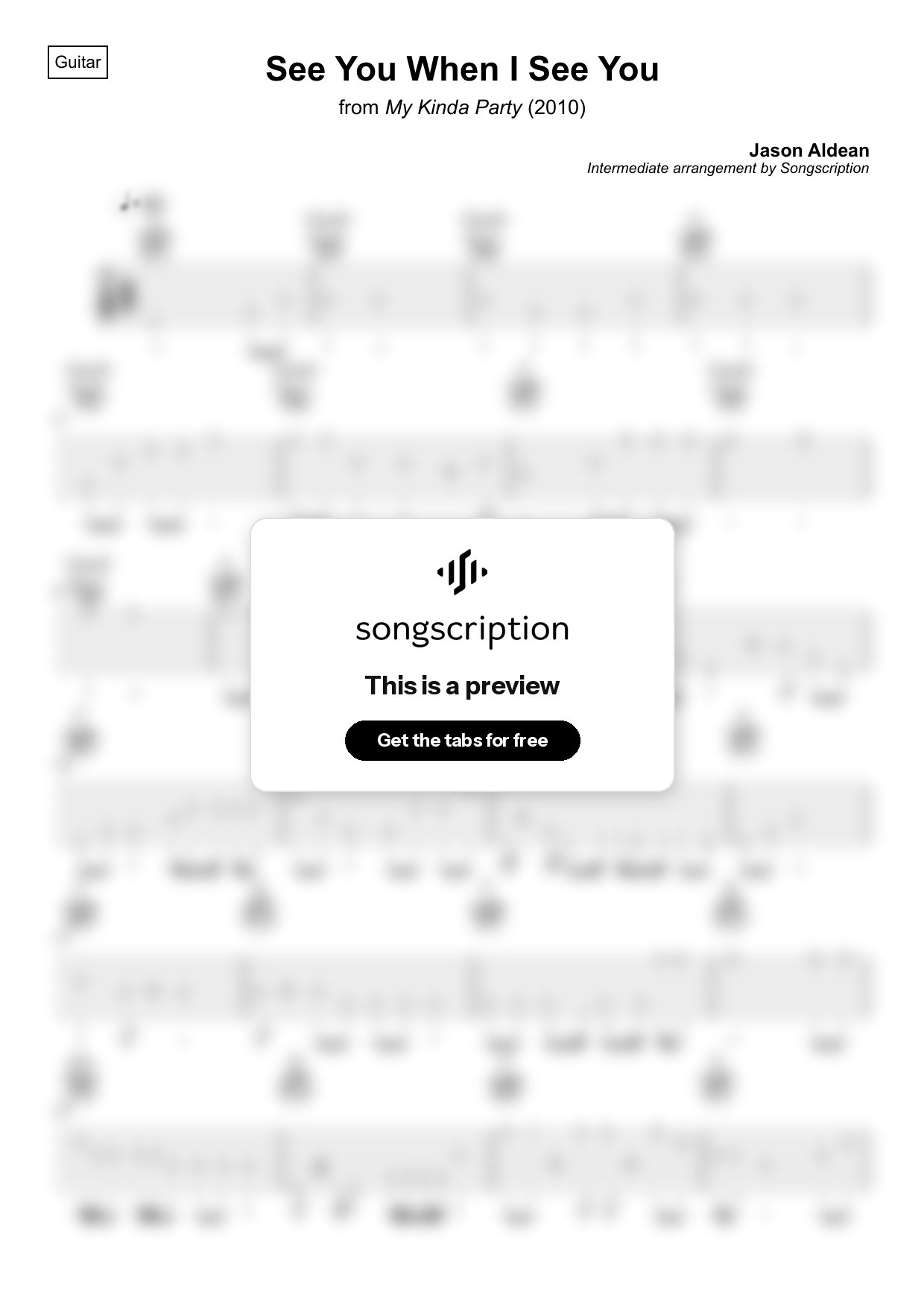 Intermediate Acoustic Guitar Tabs for "See You When I See You" by Jason Aldean