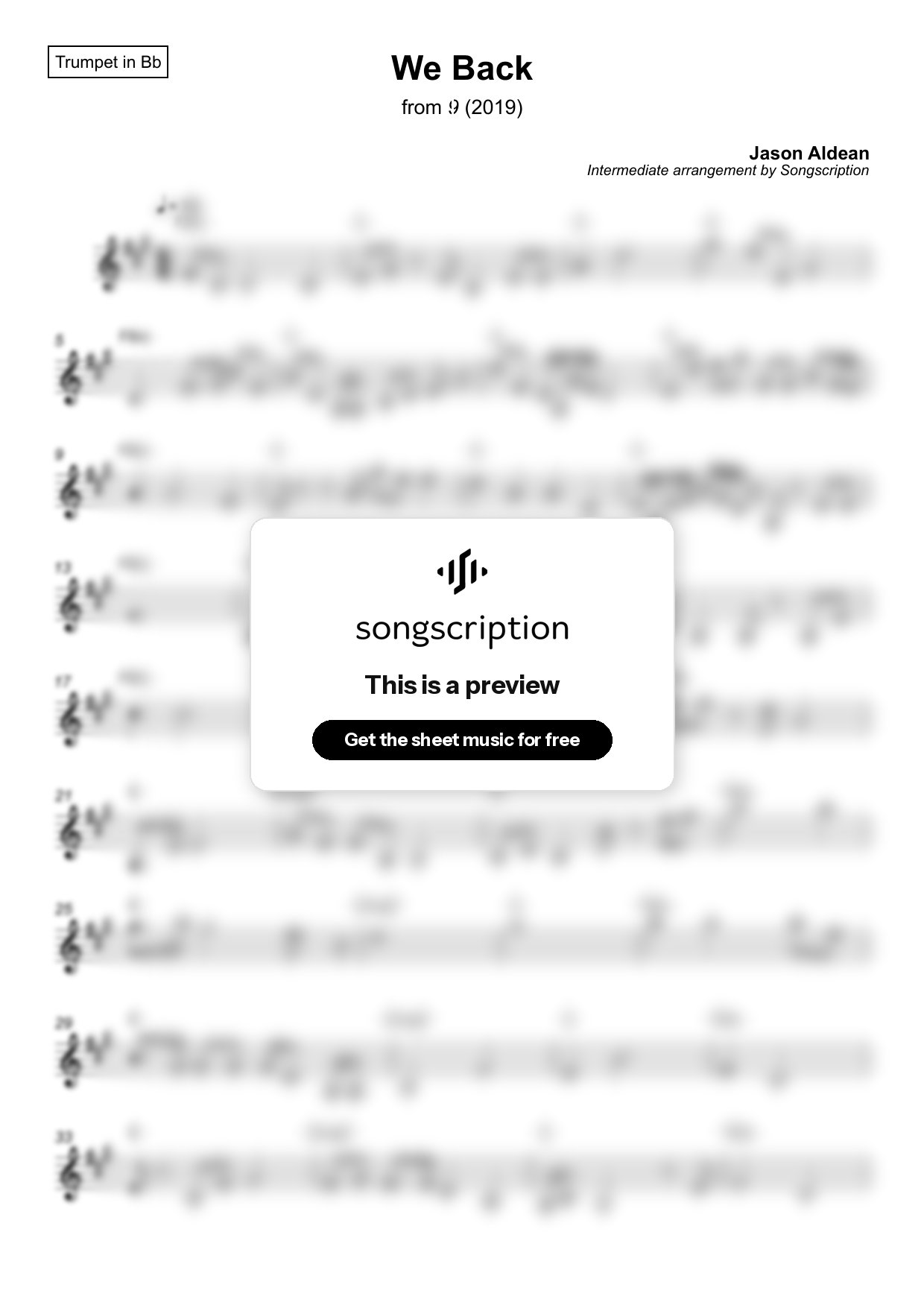 Intermediate Trumpet Sheet Music for "We Back" by Jason Aldean