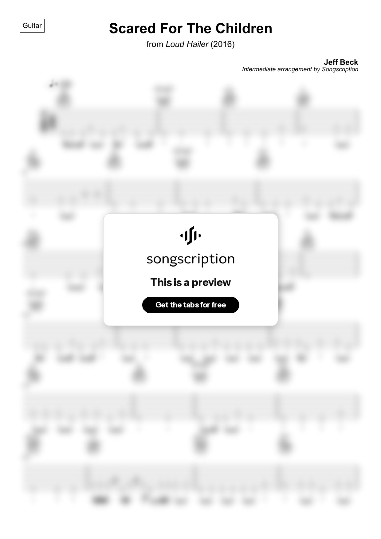 Intermediate Acoustic Guitar Tabs for "Scared For The Children" by Jeff Beck