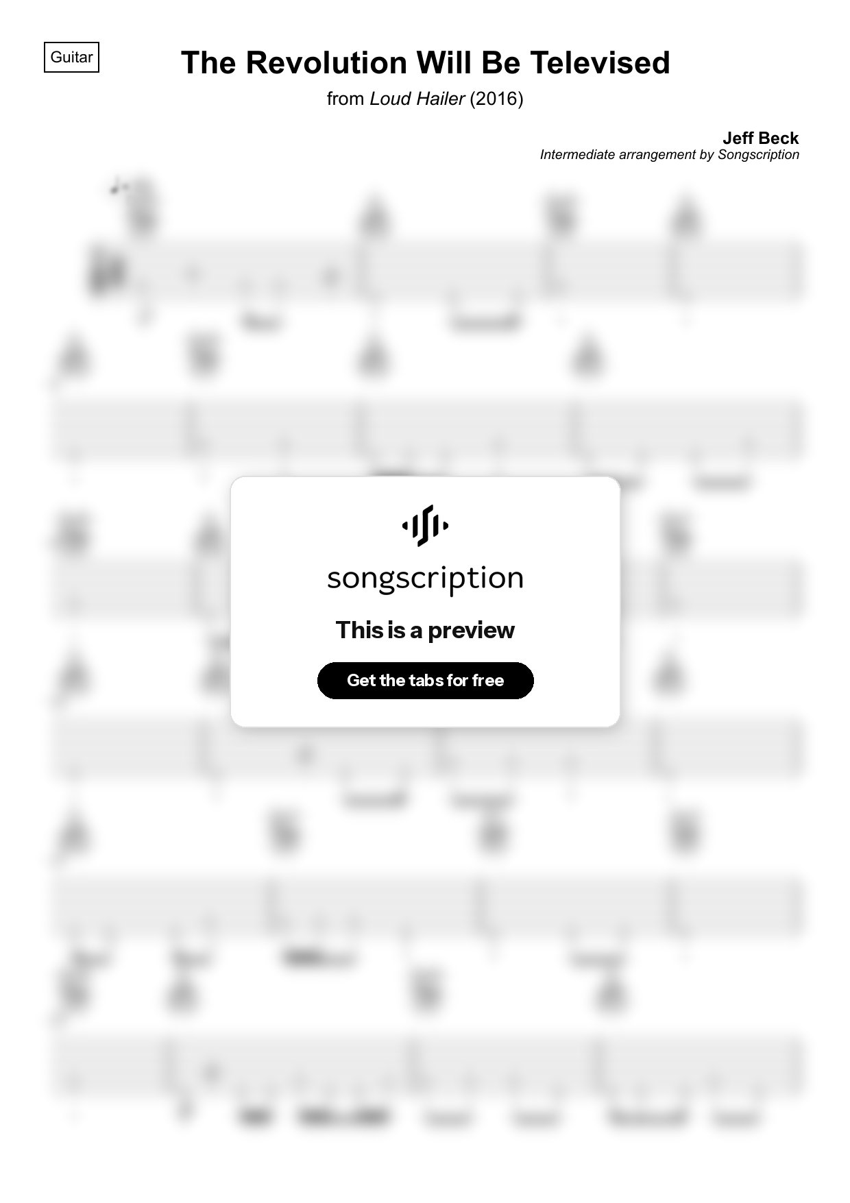 Intermediate Acoustic Guitar Tabs for "The Revolution Will Be Televised" by Jeff Beck