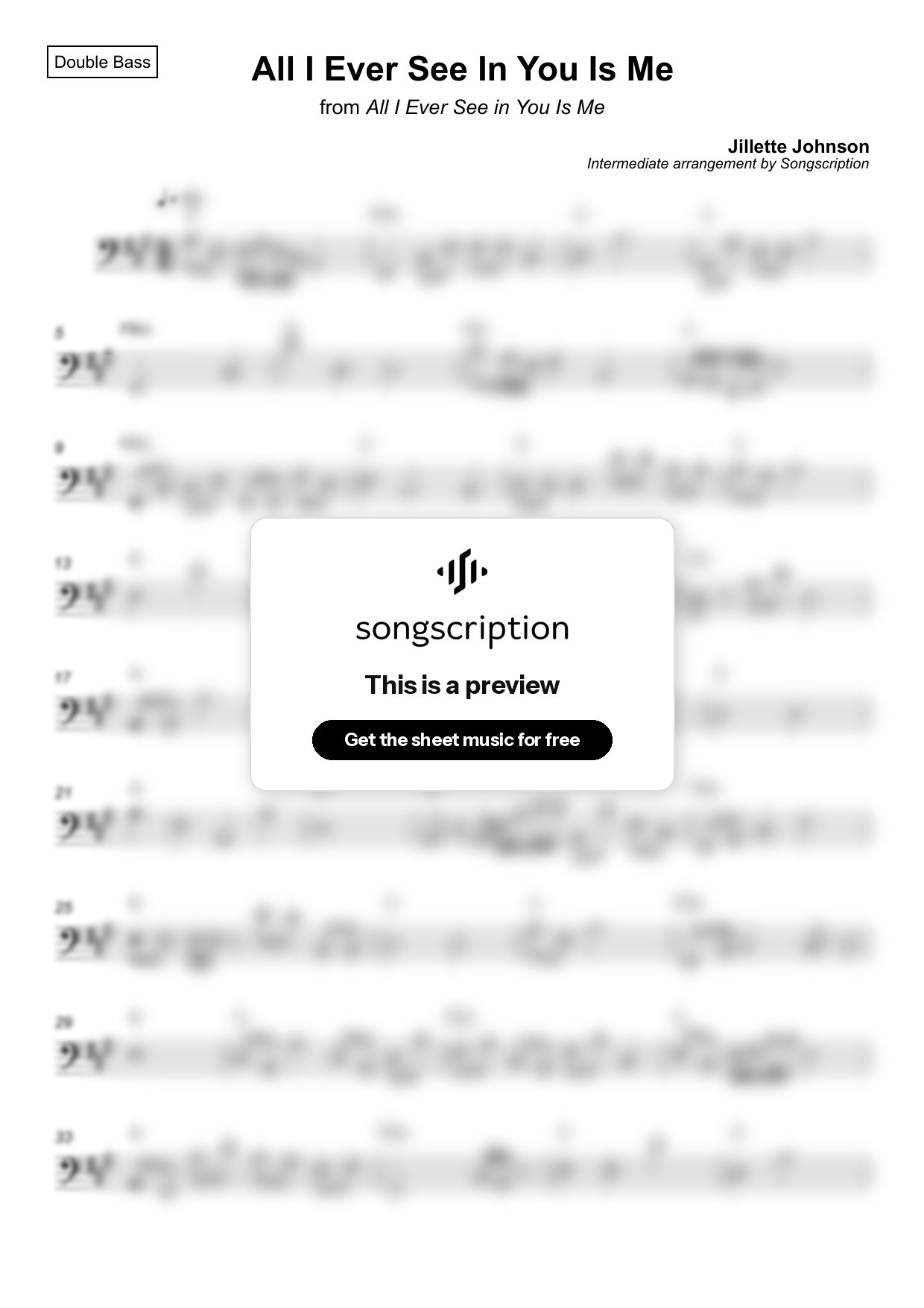 Intermediate Double Bass Sheet Music for "All I Ever See In You Is Me" by Jillette Johnson