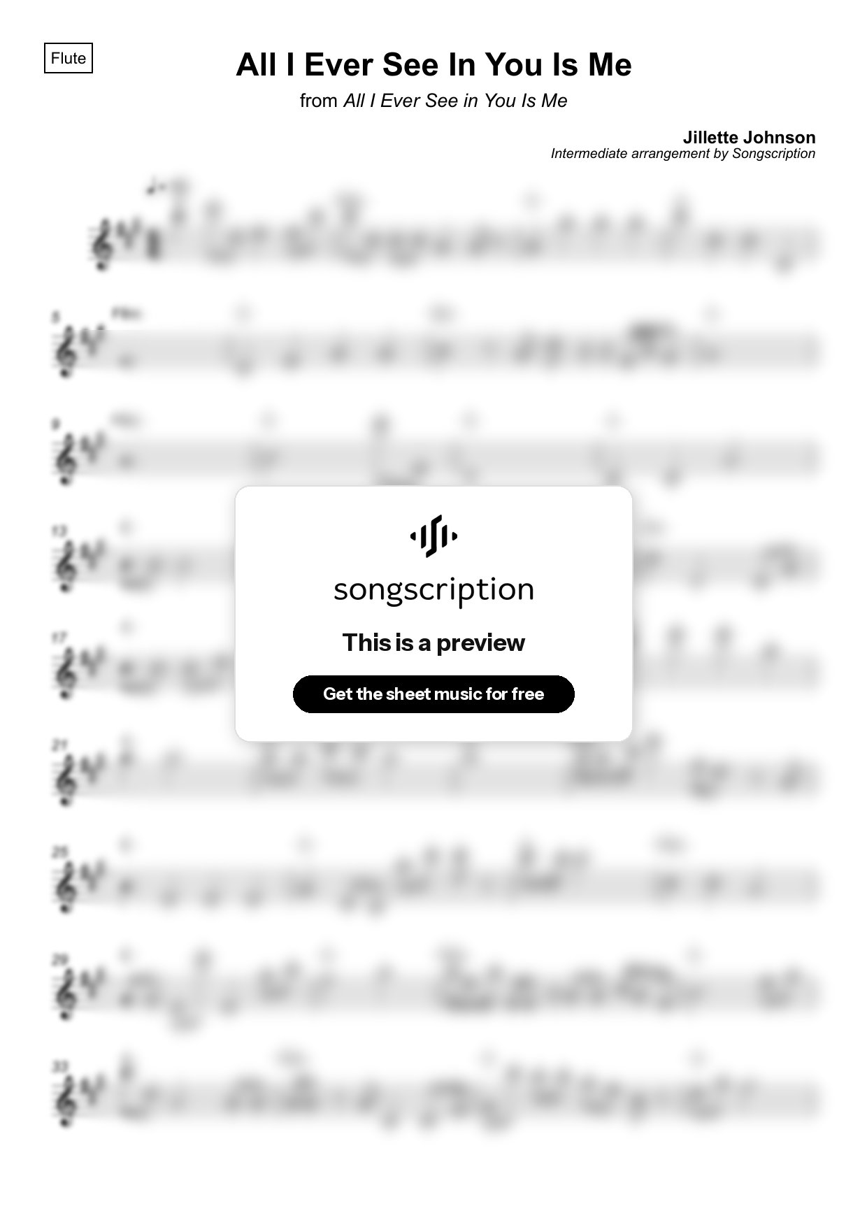 Intermediate Flute Sheet Music for "All I Ever See In You Is Me" by Jillette Johnson