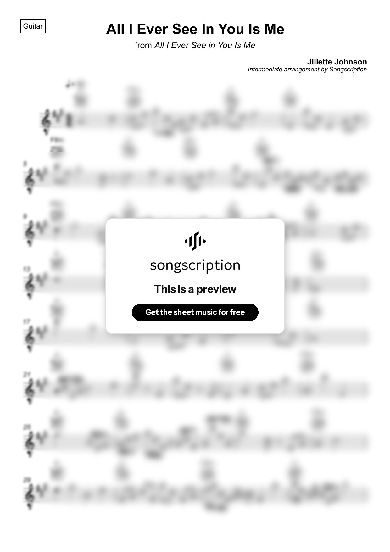 Intermediate Acoustic Guitar Sheet Music for "All I Ever See In You Is Me" by Jillette Johnson