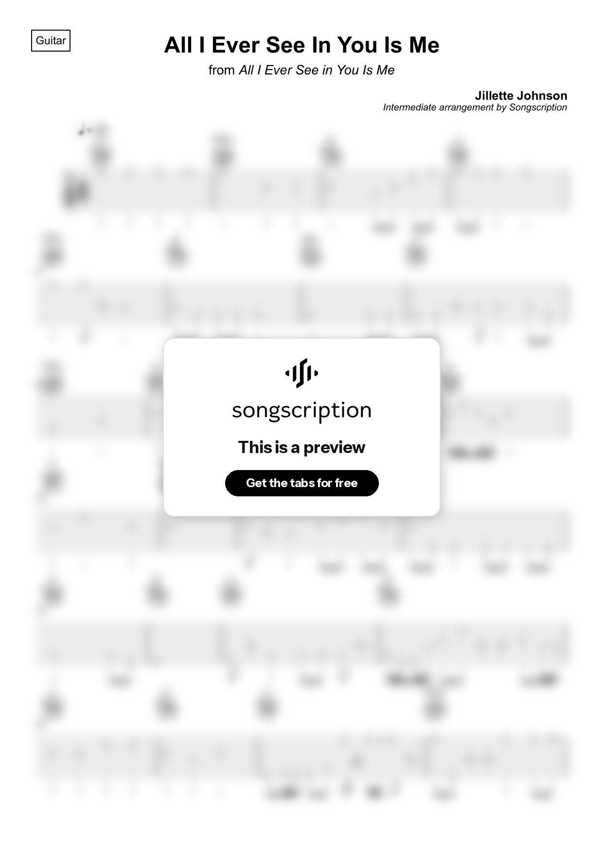 Intermediate Acoustic Guitar Tabs for "All I Ever See In You Is Me" by Jillette Johnson