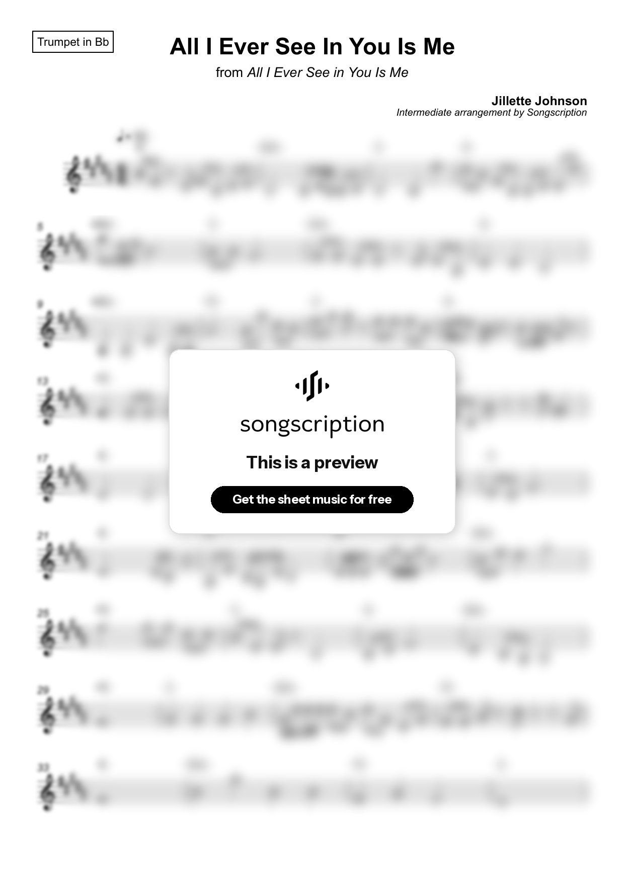 Intermediate Trumpet Sheet Music for "All I Ever See In You Is Me" by Jillette Johnson