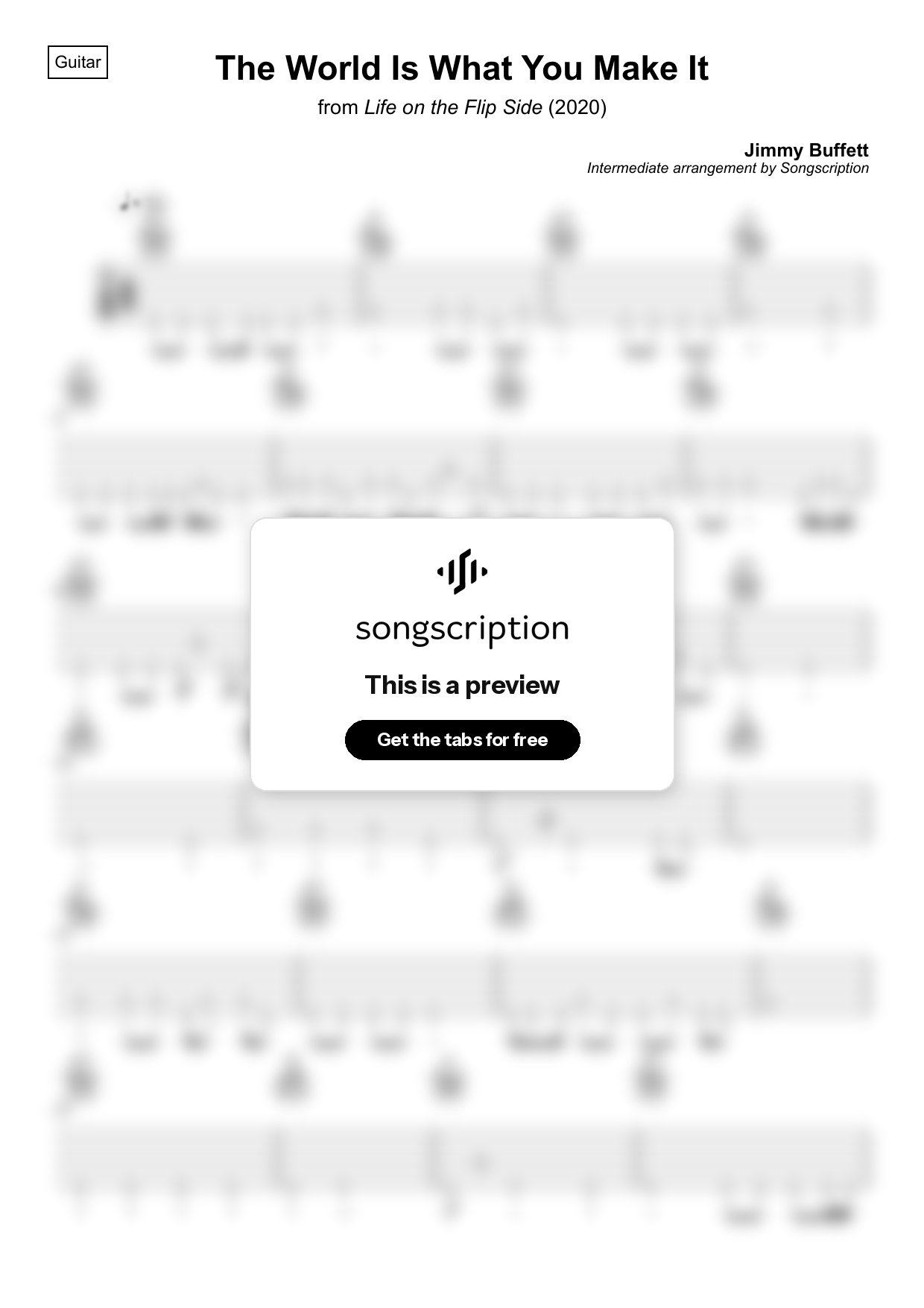 Intermediate Acoustic Guitar Tabs for "The World Is What You Make It" by Jimmy Buffett