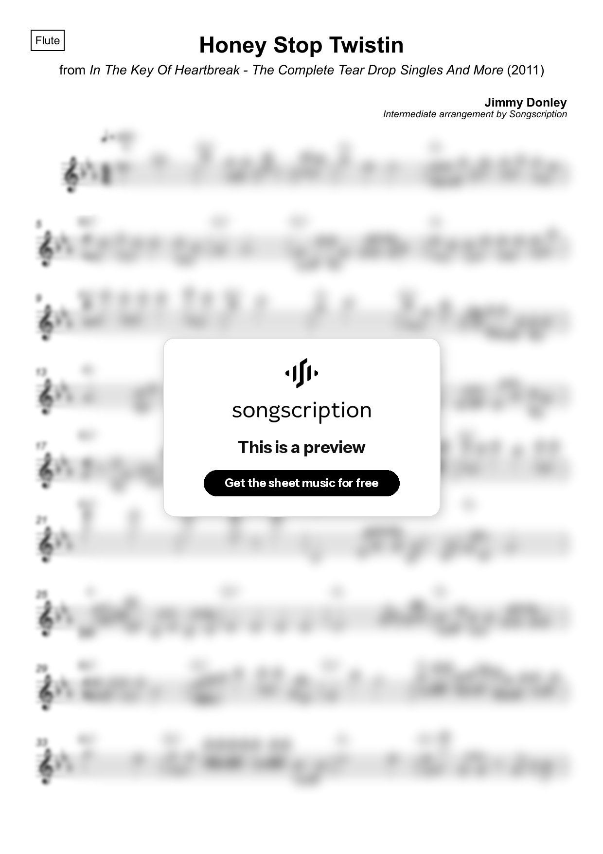 Intermediate Flute Sheet Music for "Honey Stop Twistin" by Jimmy Donley