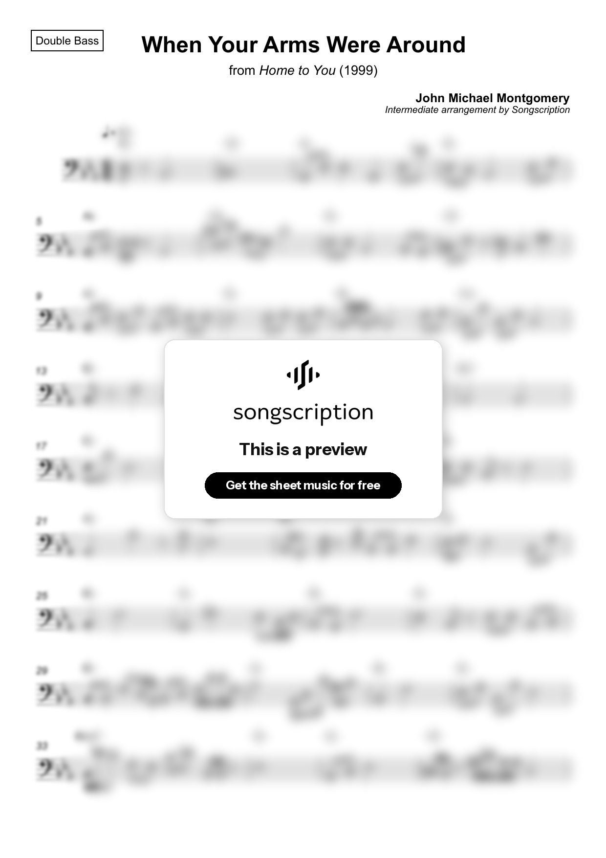Intermediate Double Bass Sheet Music for "When Your Arms Were Around" by John Michael Montgomery