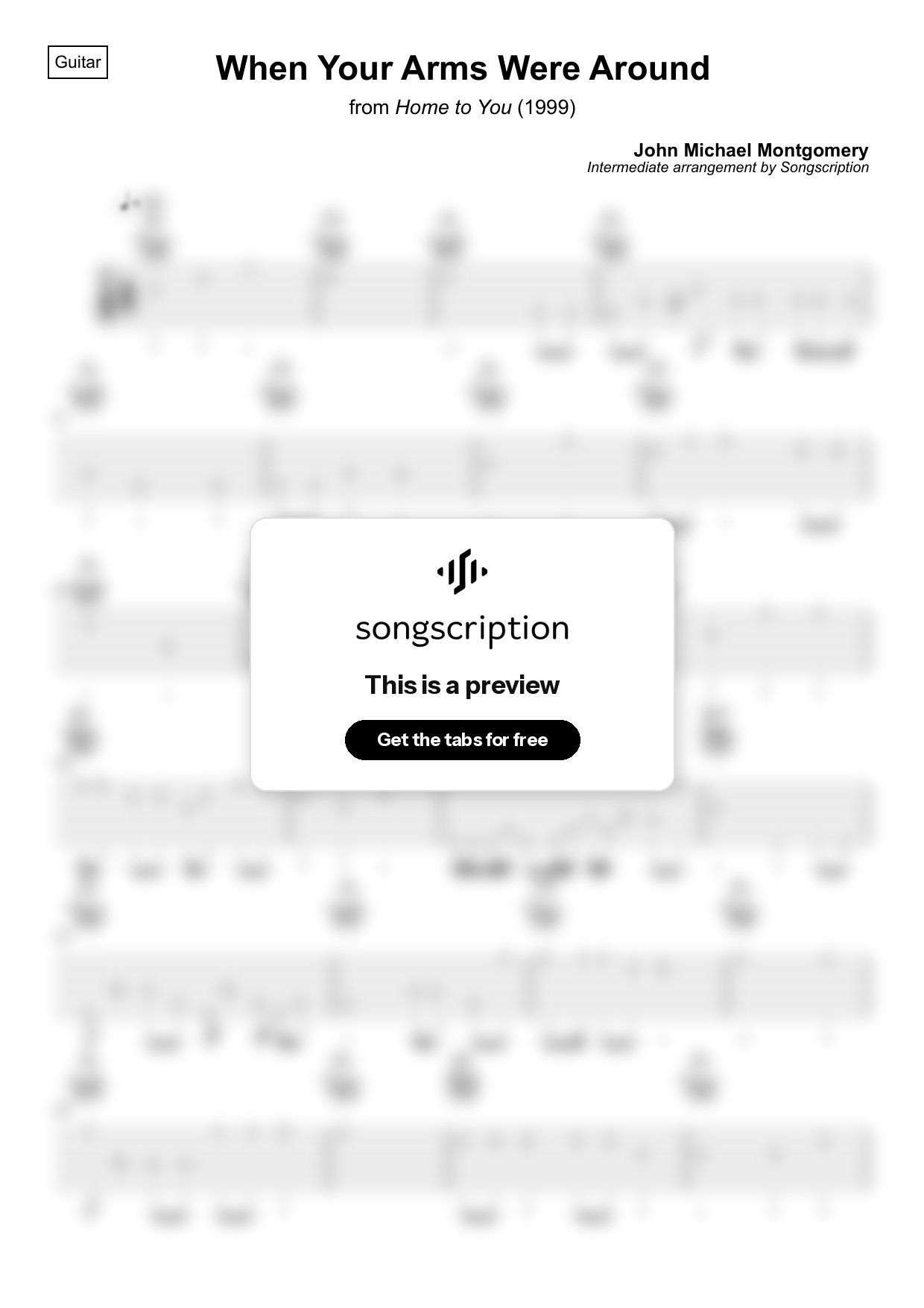 Intermediate Acoustic Guitar Tabs for "When Your Arms Were Around" by John Michael Montgomery