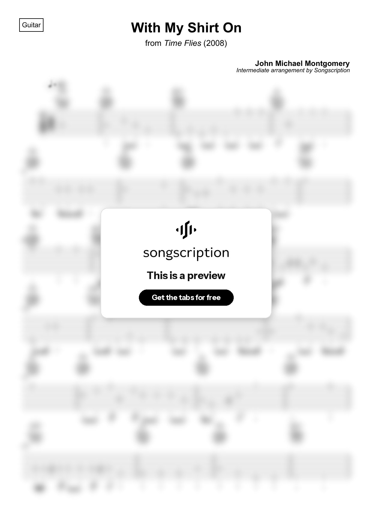 Intermediate Acoustic Guitar Tabs for "With My Shirt On" by John Michael Montgomery