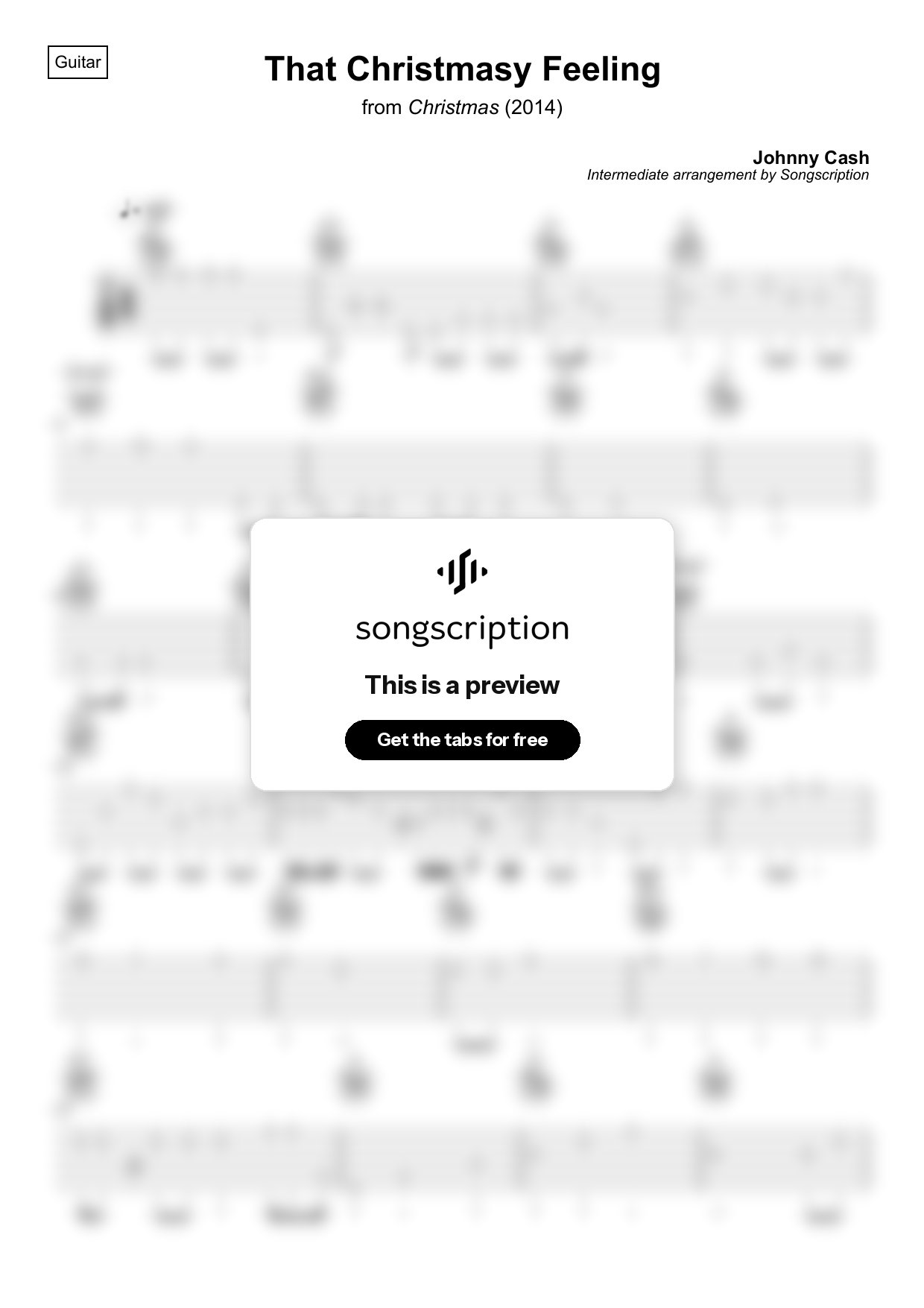 Intermediate Acoustic Guitar Tabs for "That Christmasy Feeling" by Johnny Cash