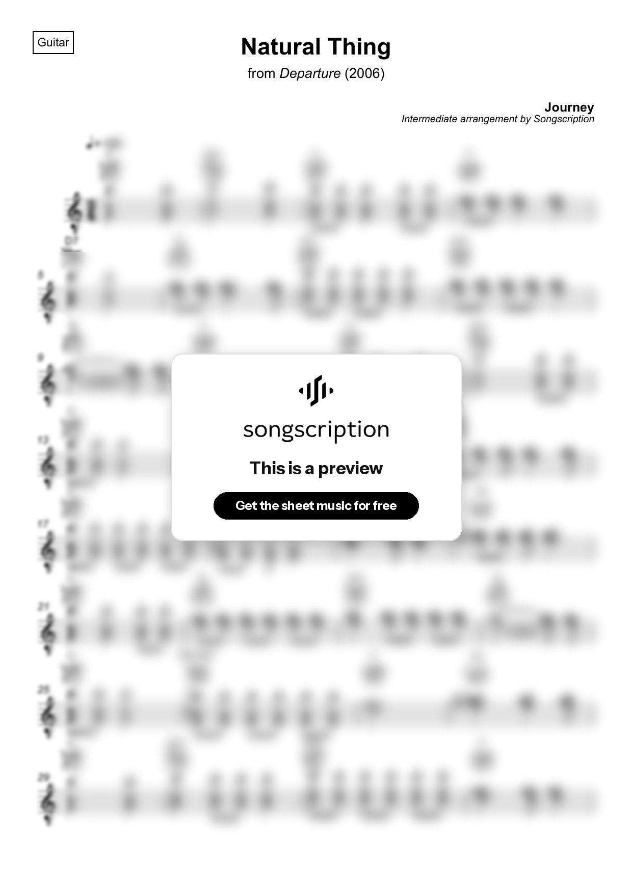 Intermediate Acoustic Guitar Sheet Music for "Natural Thing" by Journey