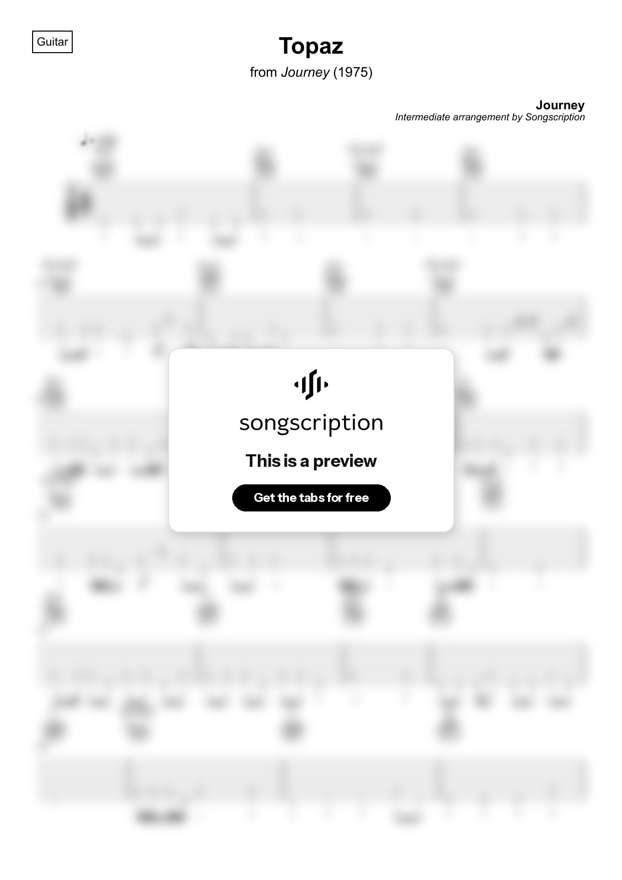 Intermediate Acoustic Guitar Tabs for "Topaz" by Journey