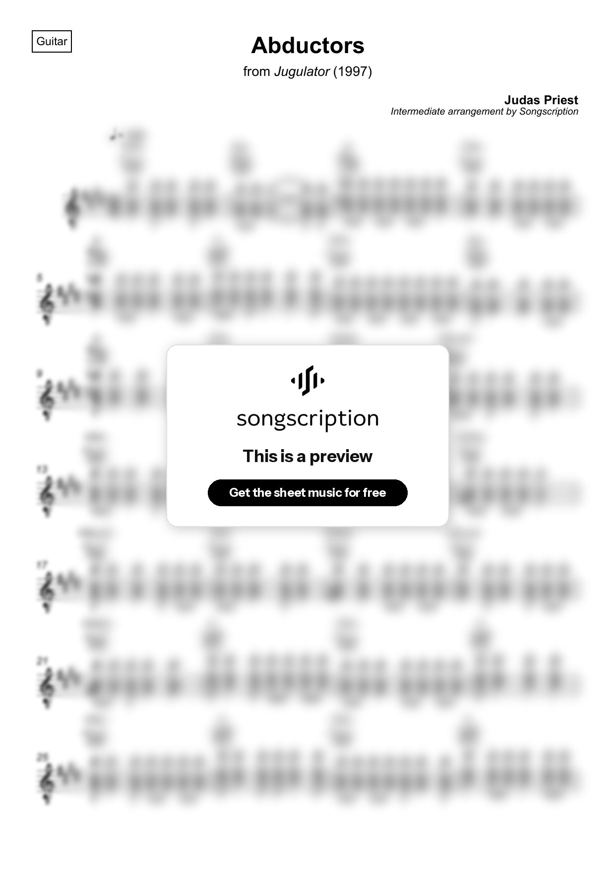 Intermediate Acoustic Guitar Sheet Music for "Abductors" by Judas Priest