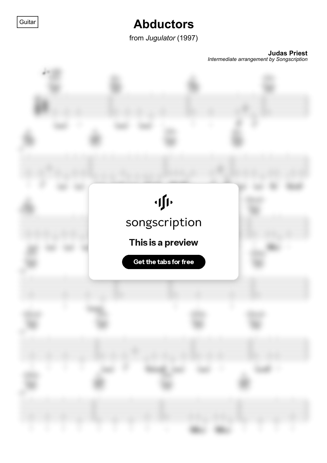 Intermediate Acoustic Guitar Tabs for "Abductors" by Judas Priest