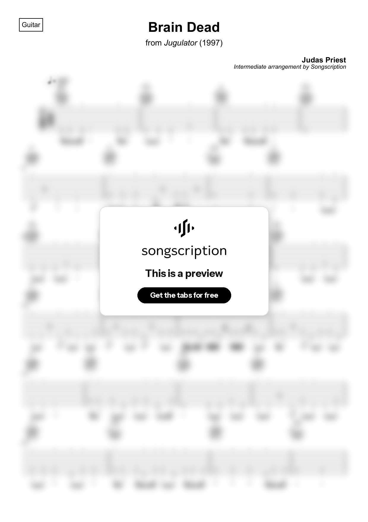 Intermediate Acoustic Guitar Tabs for "Brain Dead" by Judas Priest