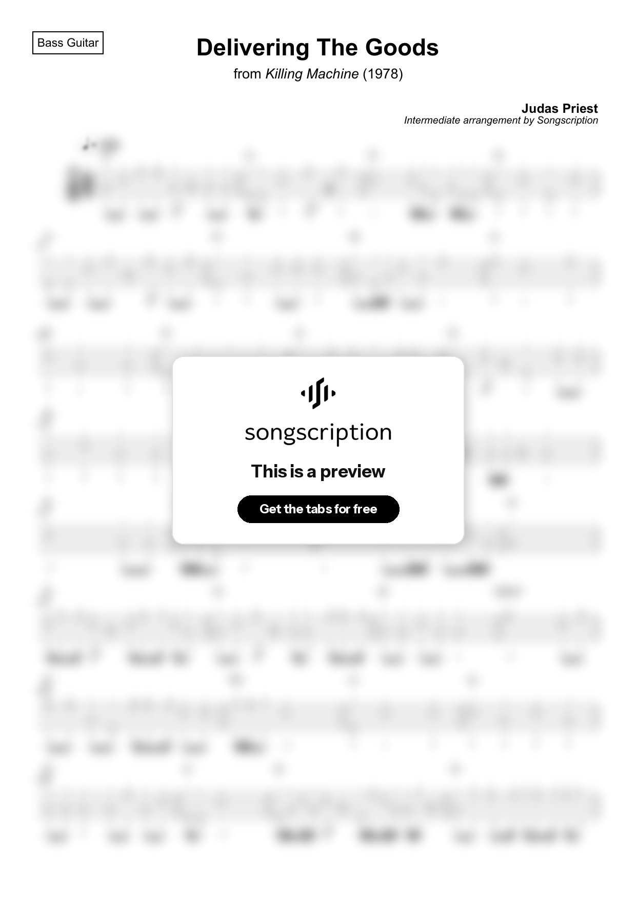 Intermediate Bass Guitar Tabs for "Delivering The Goods" by Judas Priest
