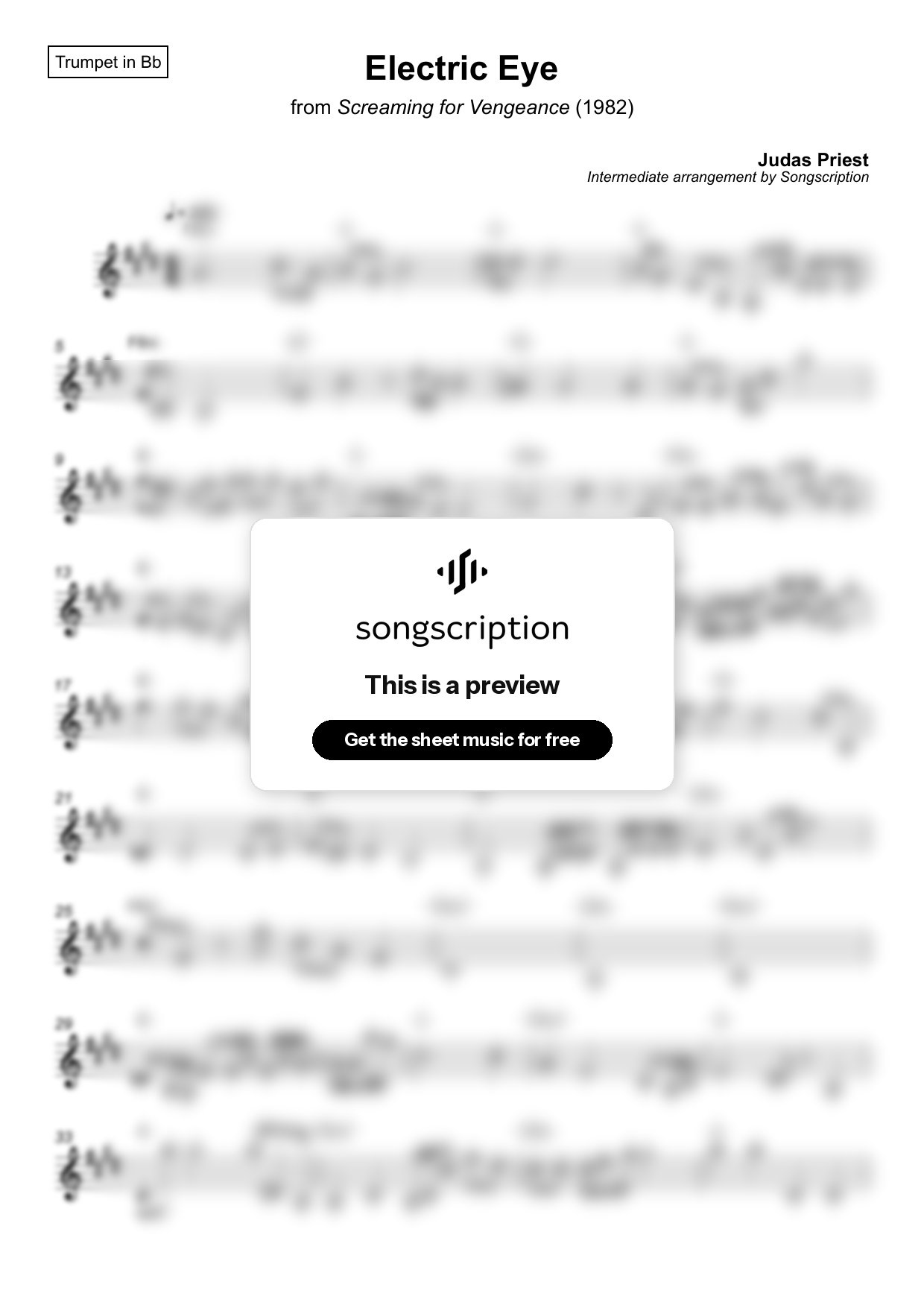 Intermediate Trumpet Sheet Music for "Electric Eye" by Judas Priest