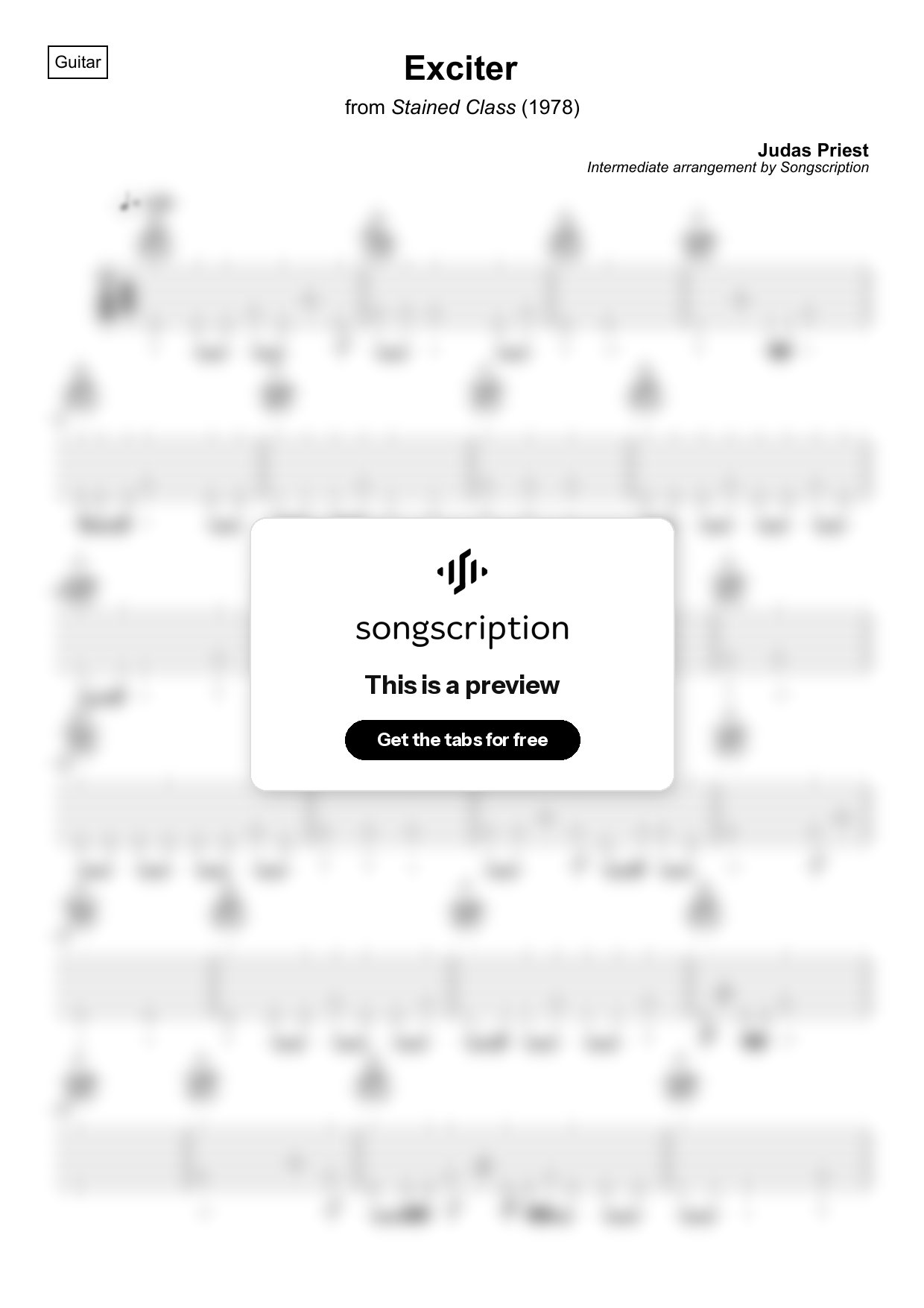 Intermediate Acoustic Guitar Tabs for "Exciter" by Judas Priest