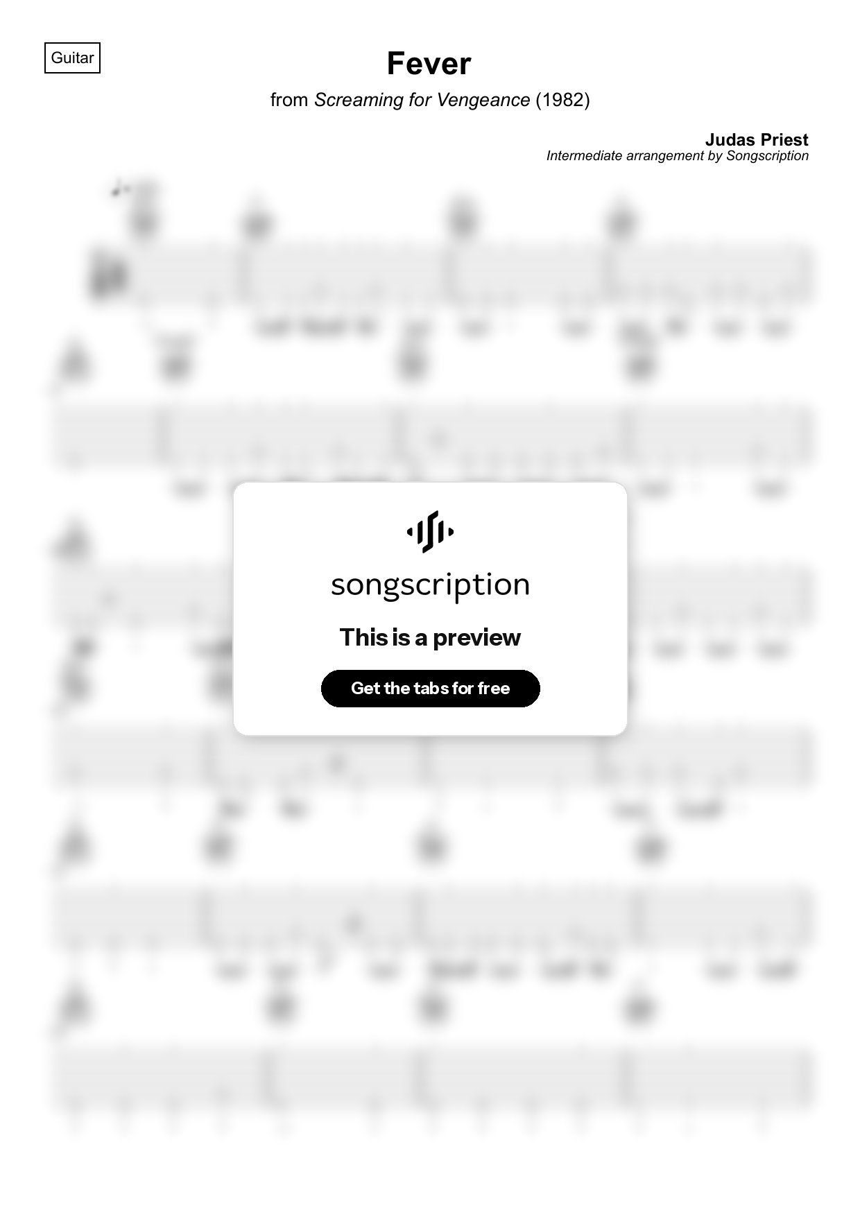 Intermediate Acoustic Guitar Tabs for "Fever" by Judas Priest