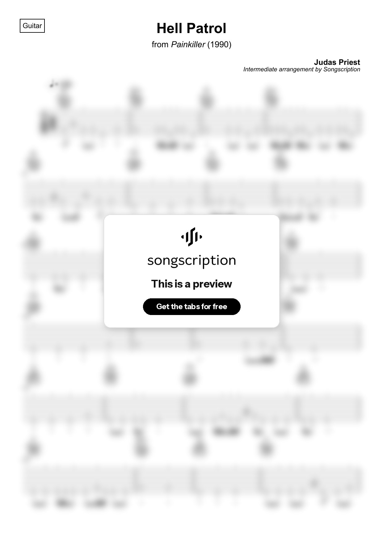 Intermediate Acoustic Guitar Tabs for "Hell Patrol" by Judas Priest