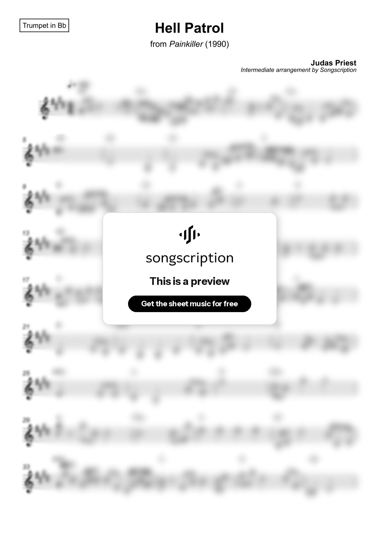 Intermediate Trumpet Sheet Music for "Hell Patrol" by Judas Priest