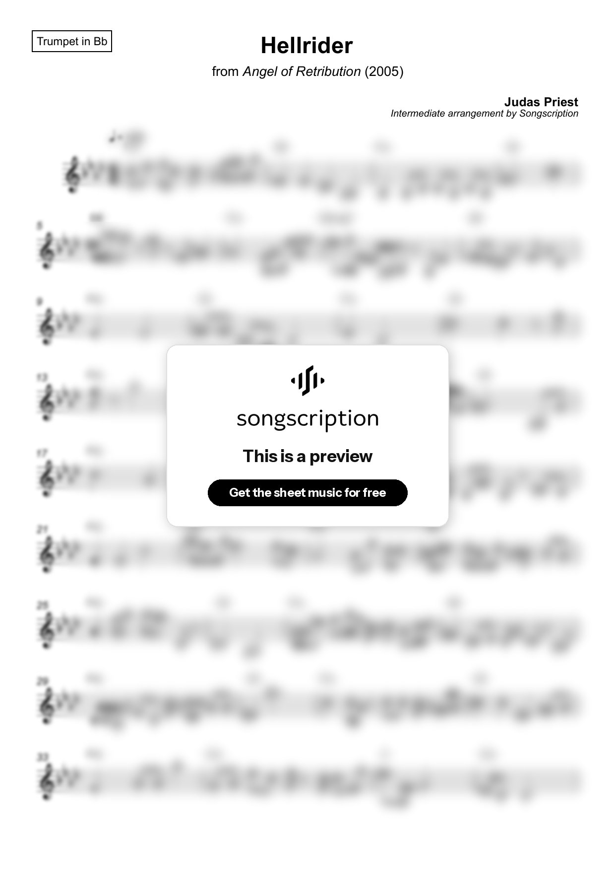 Intermediate Trumpet Sheet Music for "Hellrider" by Judas Priest
